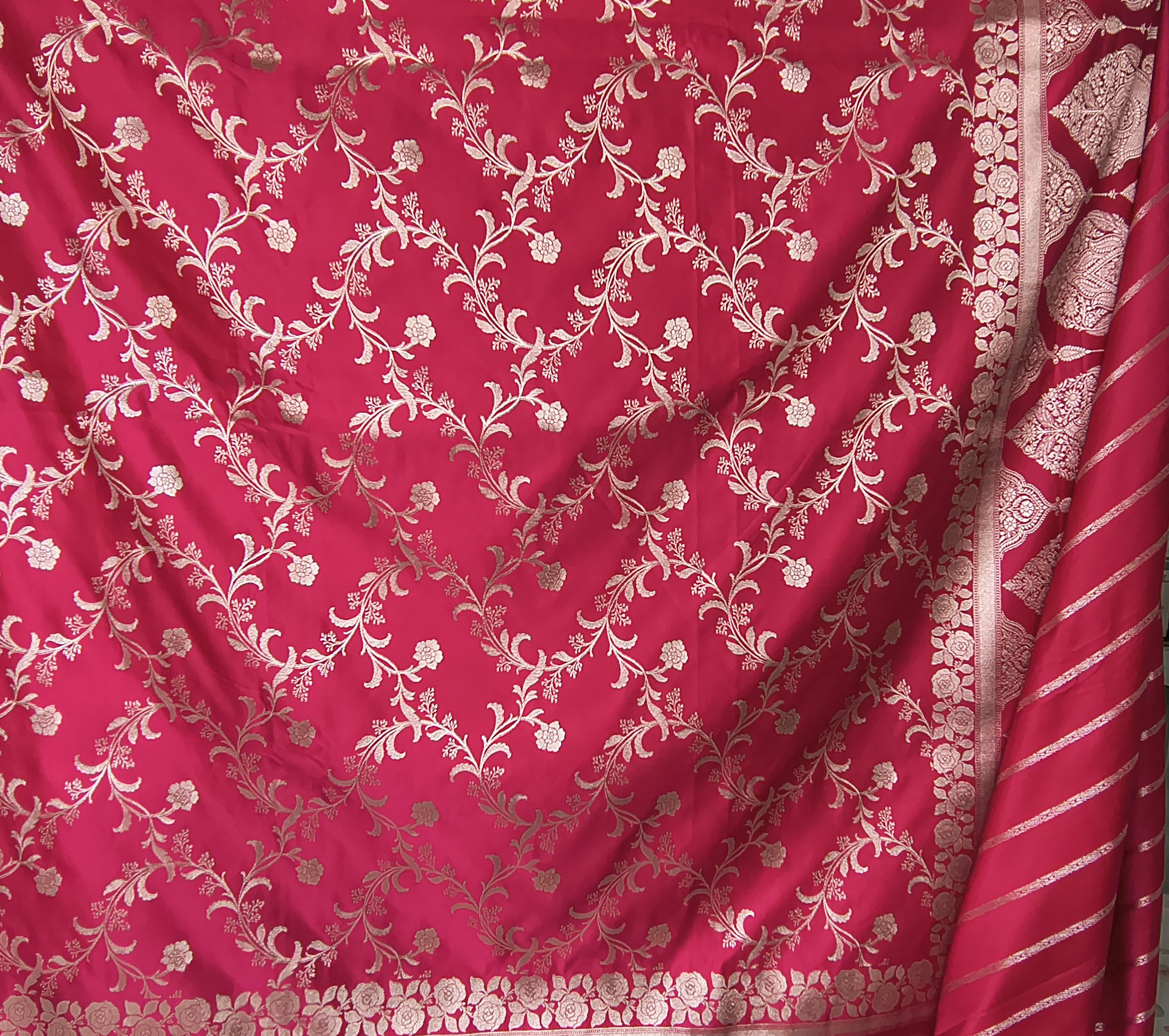 Rani Pink Banarasi Kattan Silk Saree – Royal Elegance in Every Drape
