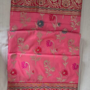 Pink Banarasi Silk Saree – Floral Zari Weave