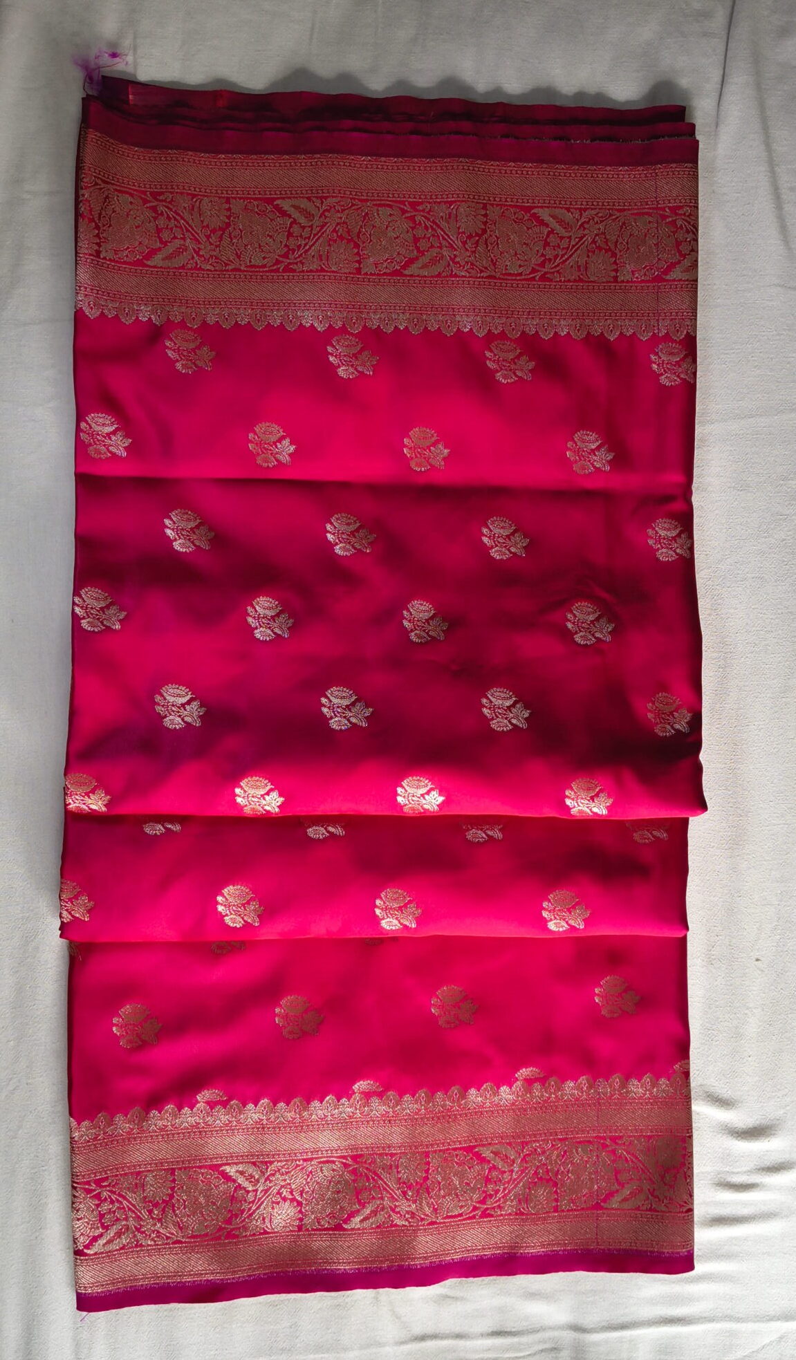 Rani Pink Banarasi Kattan Silk Saree – Regal Zari Elegance