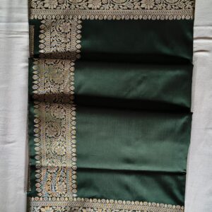Emerald Green Silk Saree with Antique Gold Zari Border