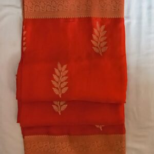 Vermilion Orange Banarasi Silk Saree