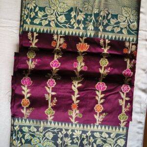 Wine Purple Silk Saree with Floral Meenakari Weaving