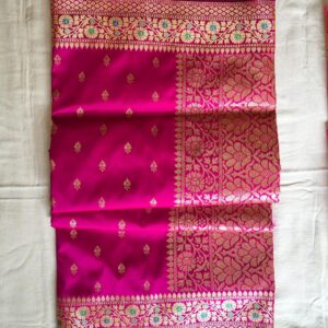 Fuchsia Pink Banarasi Silk Saree with Meenakari Zari Border