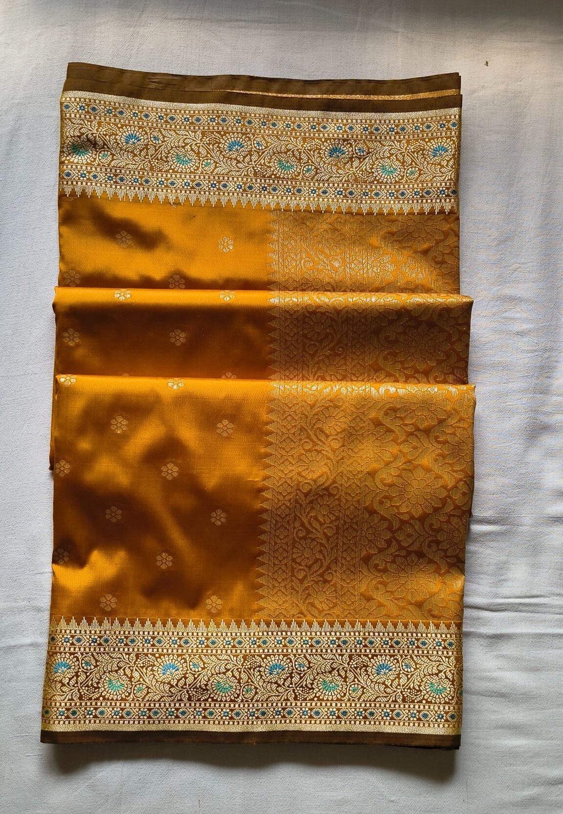 Banarasi Silk Saree – Mustard Yellow Elegance